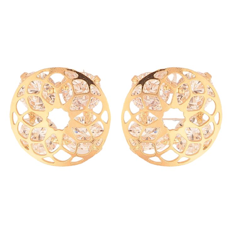 Сережки Xuping колір Позолота 18K пусети "Чотири кристали з різьбленою накладкою" фото №15