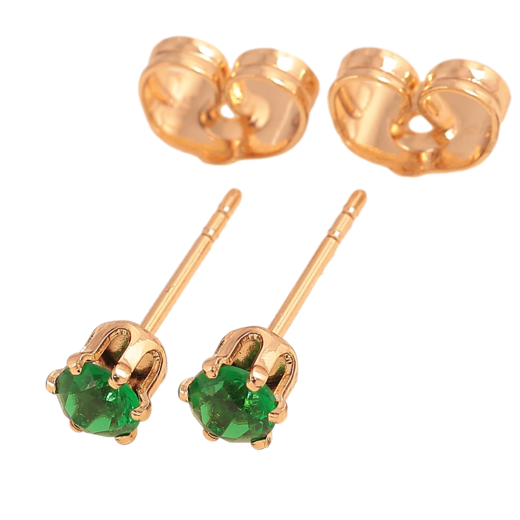 Серьги Xuping цвет Позолота 18К пусеты "Зеленые кристаллы в 6-ти крапановой оправе" ø 4мм фото №13