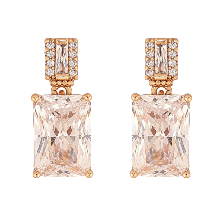 Сережки Xuping колір Позолота 18К пусети "Кристальний блиск" фото №3