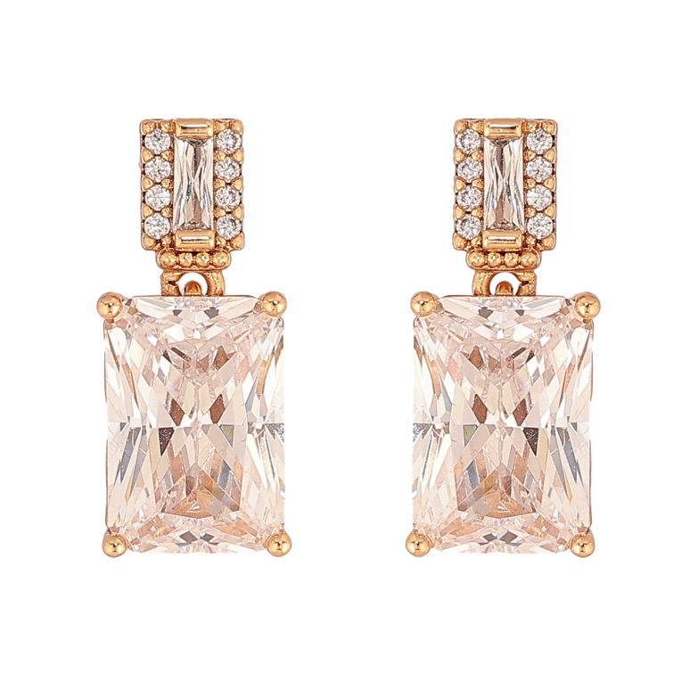 Серьги Xuping цвет Позолота 18К пусеты "Кристальный блеск" фото №1