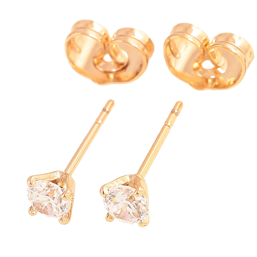 Сережки Xuping колір Позолота 18К пусети "Кристали в 4-х крапановій оправі" ø 4мм фото №1 Сережки Xuping колір Позолота 18К пусети "Кристали в 4-х крапановій оправі" ø 4мм фото №1