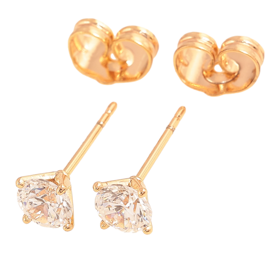 Сережки Xuping колір Позолота 18К пусети "Кристали в 4-х крапановій оправі" ø 5мм фото №1 Сережки Xuping колір Позолота 18К пусети "Кристали в 4-х крапановій оправі" ø 5мм фото №1