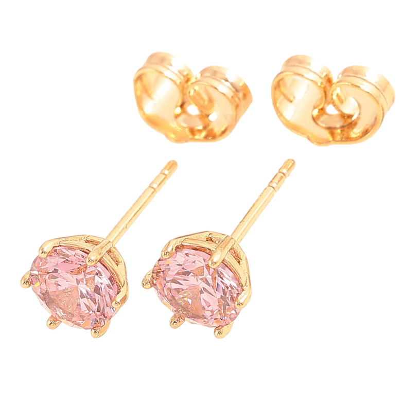 Серьги Xuping цвет Позолота 18К пусеты "Розовые кристаллы в 6-ти крапановой оправе" ø 6мм фото №1 Серьги Xuping цвет Позолота 18К пусеты "Розовые кристаллы в 6-ти крапановой оправе" ø 6мм фото №1