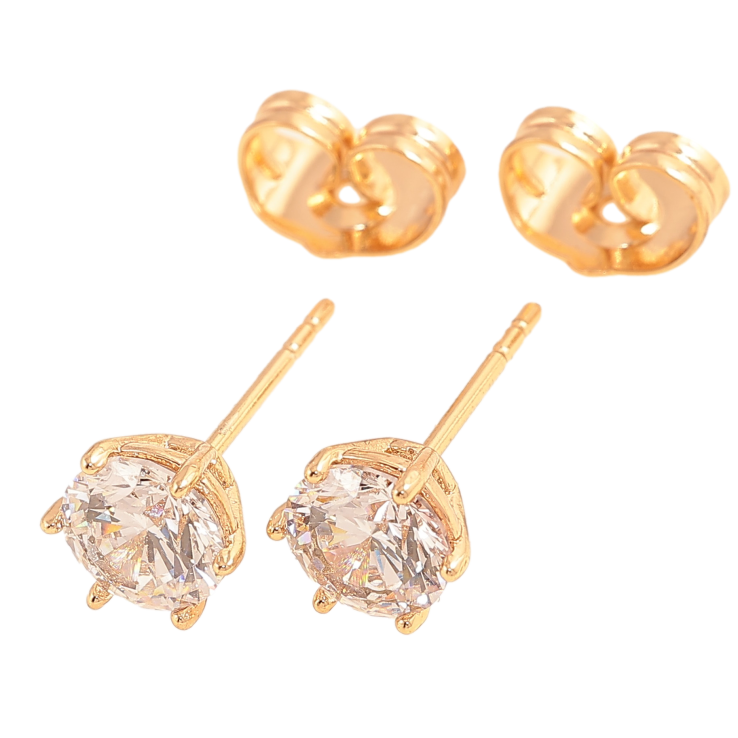 Сережки Xuping колір Позолота 18К пусети "Кристали в 6-ти крапановій оправі" ø 6мм фото №23