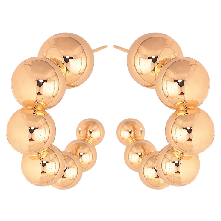 Серьги Xuping цвет Позолота 18К пусеты "Дуги из шариков" фото №21