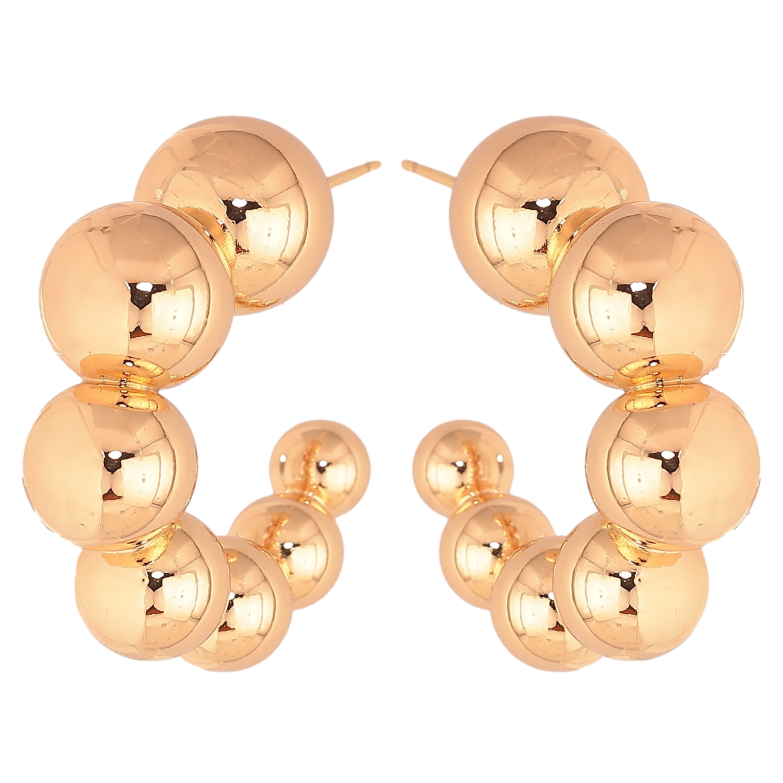 Сережки Xuping колір Позолота 18К пусети "Дуги з кульок" фото №1