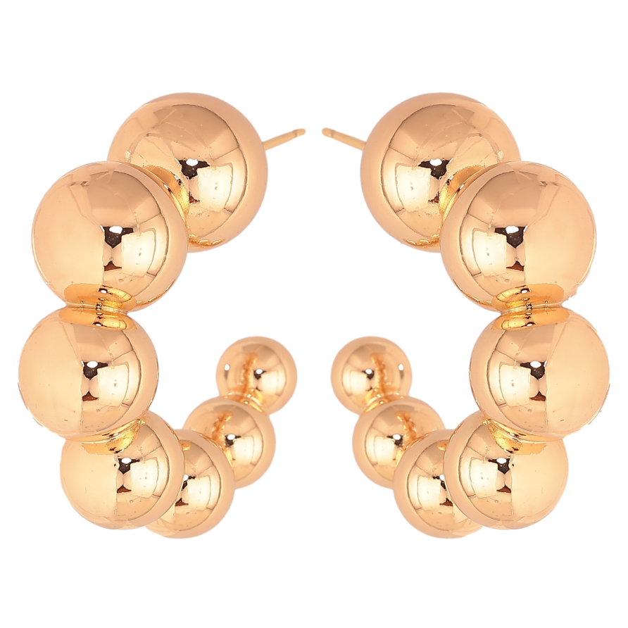 Сережки Xuping колір Позолота 18К пусети "Дуги з кульок" фото №1