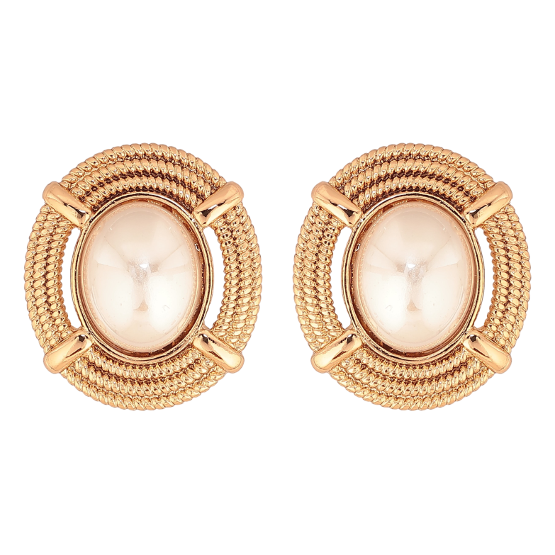 Сережки Xuping колір Позолота 18К пусети "Візерунок з перлинними вставками" фото №1