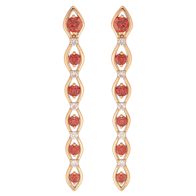 Сережки Xuping колір Позолота 18К пусети "Підвіски з червоними кристалами" фото №1