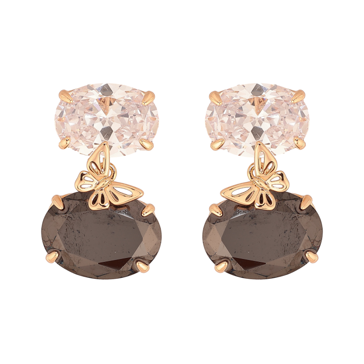 Серьги Xuping цвет Позолота 18К пусеты "Черно-белые кристаллы с бабочками" фото №25