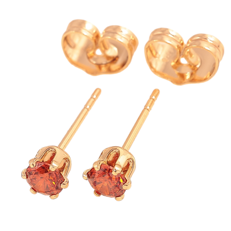 Серьги Xuping цвет Позолота 18К пусеты "Красные кристаллы в 6-ти крапановой оправе" ø 4мм фото №15