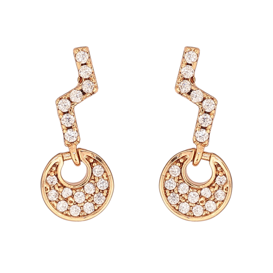 Сережки Xuping колір Позолота 18К пусети "Візерунок з кристалами" фото №1