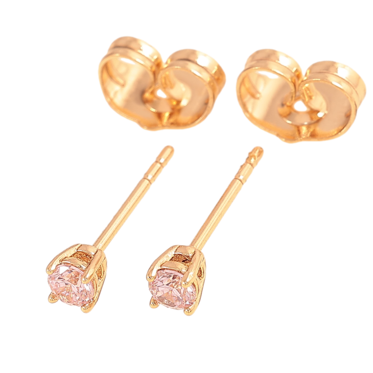 Серьги Xuping цвет Позолота 18К пусеты "Розовые кристаллы в 4-х крапановой оправе" ø 3мм фото №19