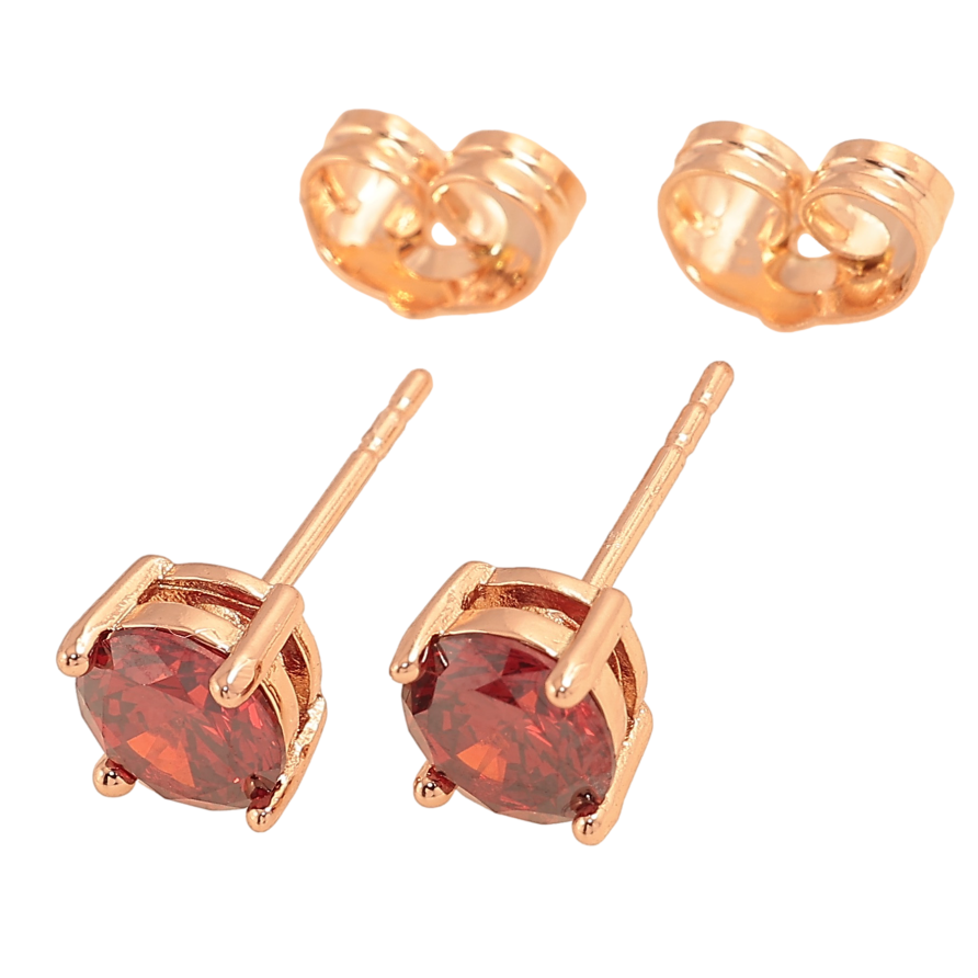 Сережки Xuping колір Позолота РВ пусети "Червоні кристали в 4-х крапановій оправі" ø 6мм фото №1 Сережки Xuping колір Позолота РВ пусети "Червоні кристали в 4-х крапановій оправі" ø 6мм фото №1