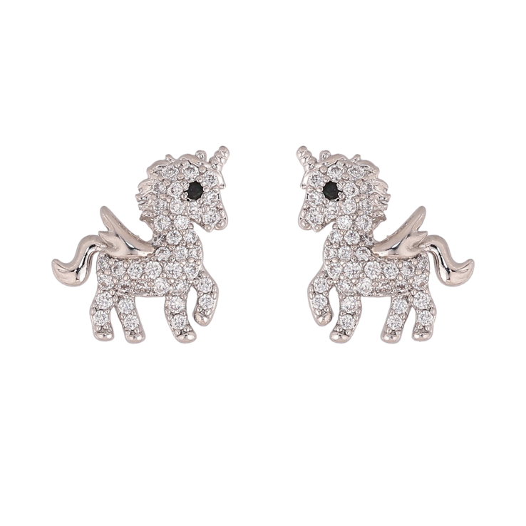 Сережки Xuping колір Родій пусети "Єдинороги" фото №15