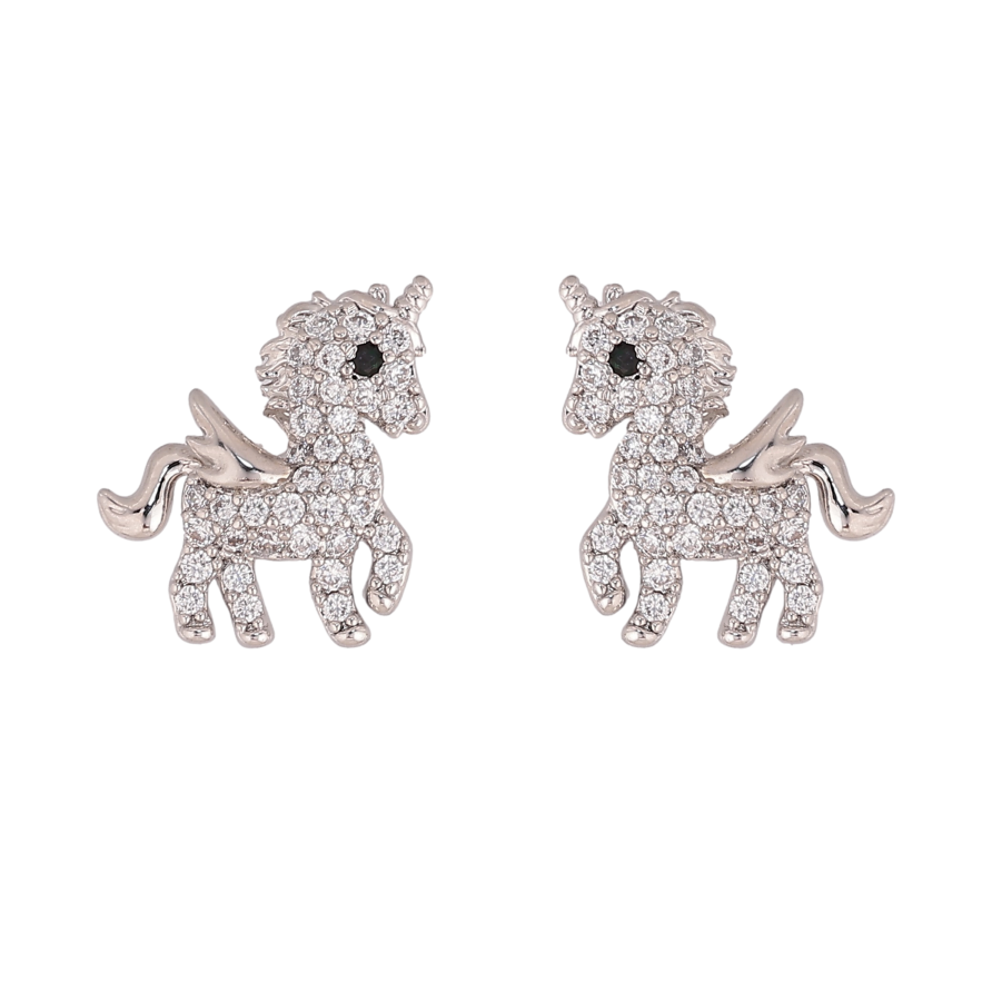 Сережки Xuping колір Родій пусети "Єдинороги" фото №1