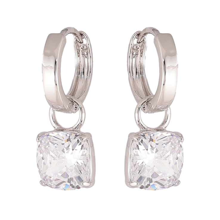 Сережки Xuping колір Родій підвіски на колечках "Кристали" 2 в 1 фото №14