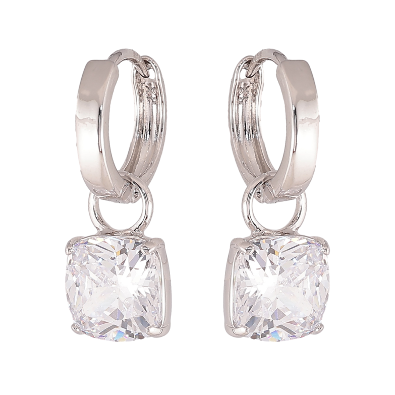 Сережки Xuping колір Родій підвіски на колечках "Кристали" 2 в 1 фото №1