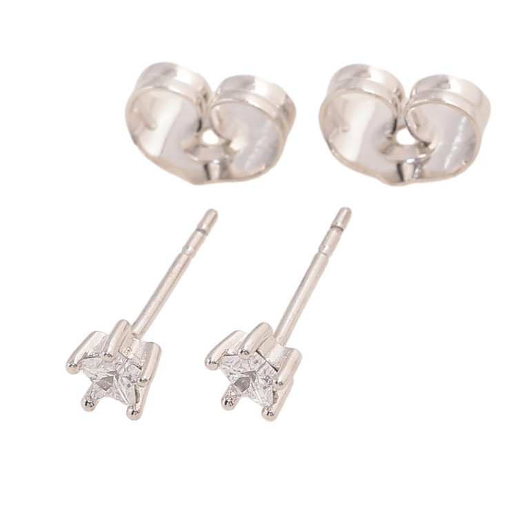 Серьги Xuping цвет Родий пусеты "Кристальные звездочки" ø 4мм фото №7