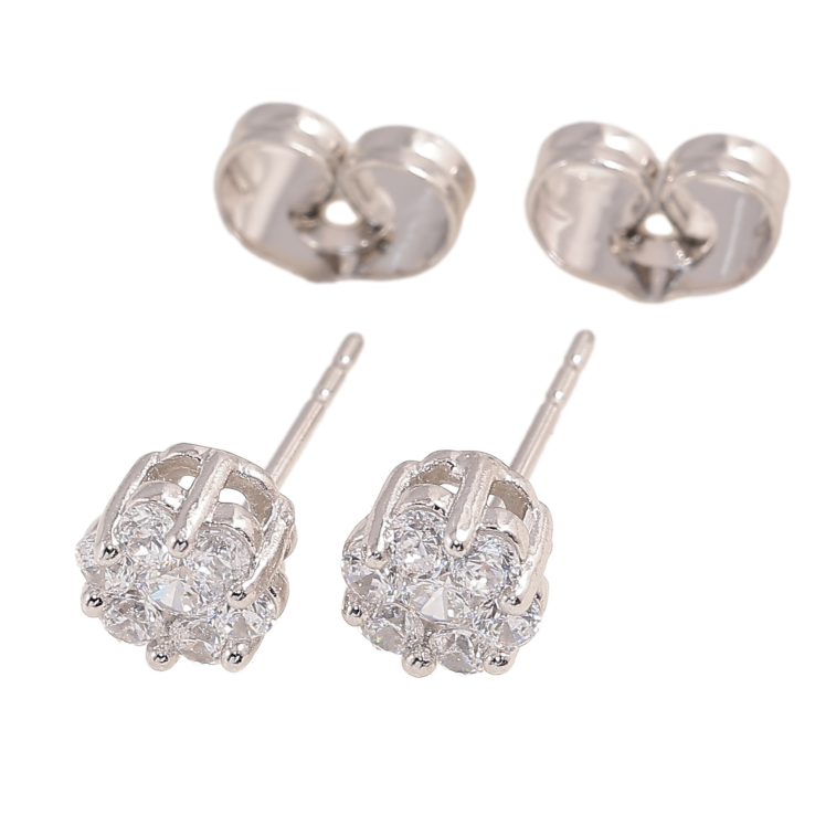 Серьги Xuping цвет Родий пусеты "Кристальные цветочки" ø 6мм фото №22