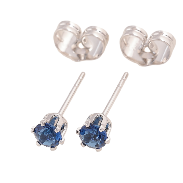 Серьги Xuping цвет Родий пусеты "Синие кристаллы в 6-ти крапановой оправе" ø 4мм фото №19