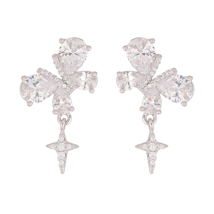 Сережки Xuping колір Родій пусети "Кристальні метелики" фото №17