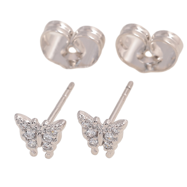 Сережки Xuping колір Родій пусети "Метелики" фото №1