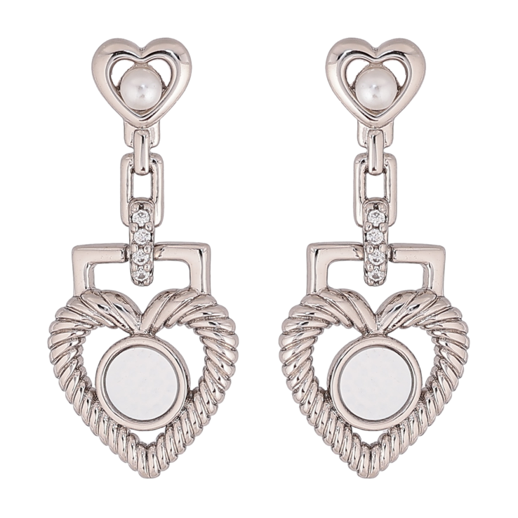 Сережки Xuping колір Родій пусети "Романтичні підвіски з перламутровими вставками" фото №4