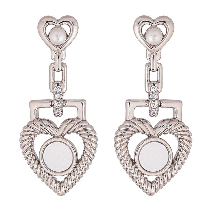 Серьги Xuping цвет Родий пусеты "Романтические подвески с перламутровыми вставками" фото №1