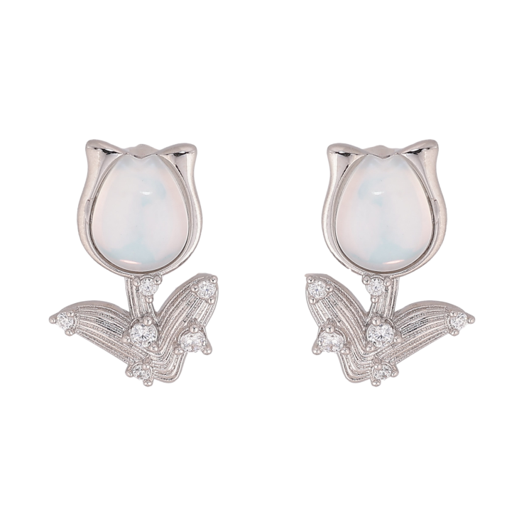 Сережки Xuping колір Родій пусети "Тюльпани" фото №6