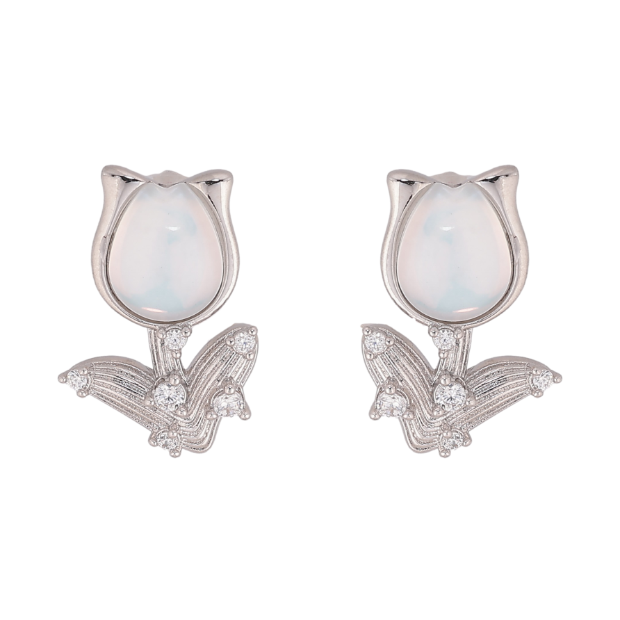 Сережки Xuping колір Родій пусети "Тюльпани" фото №1