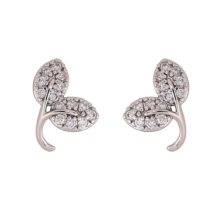 Сережки Xuping колір Родій пусети "Листочки" фото №8