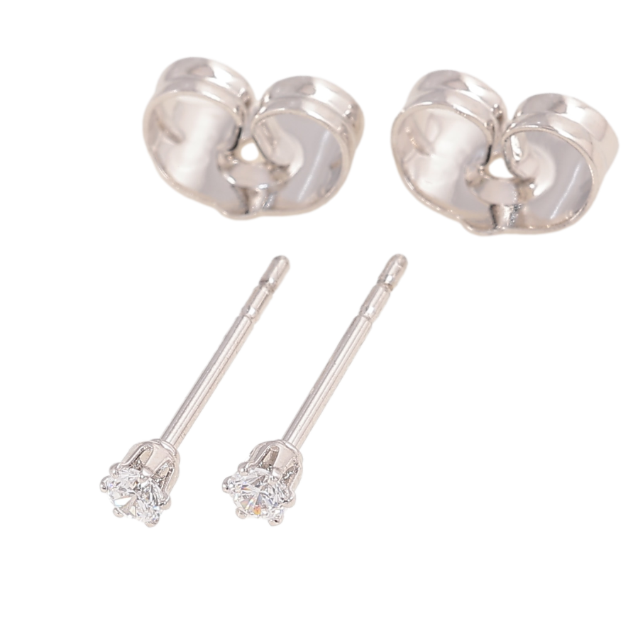 Сережки Xuping колір Родій пусети "Кристали в 6-ти крапановій оправі" ø 2мм фото №1 Сережки Xuping колір Родій пусети "Кристали в 6-ти крапановій оправі" ø 2мм фото №1