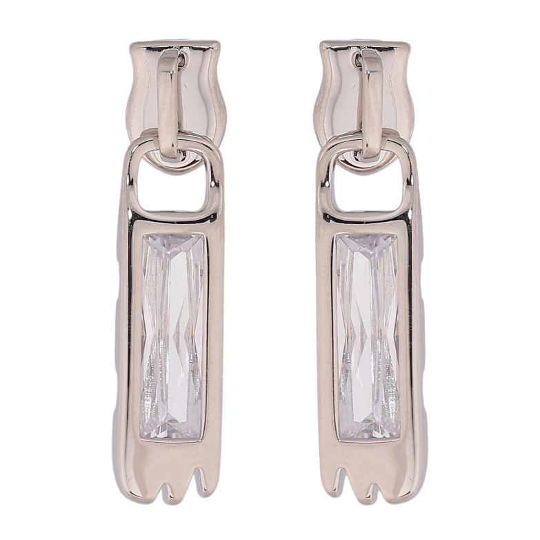 Сережки Xuping колір Родій пусети "Бігунки з кристалами" фото №1