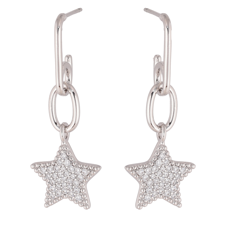 Сережки Xuping колір Родій пусети "Підвіски з зірками" фото №1