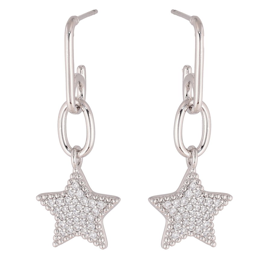 Сережки Xuping колір Родій пусети "Підвіски з зірками" фото №1