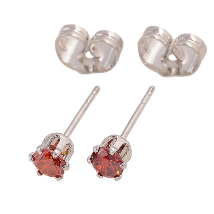 Серьги Xuping цвет Родий пусеты "Красные кристаллы в 6-ти крапановой оправе" ø 4мм фото №17