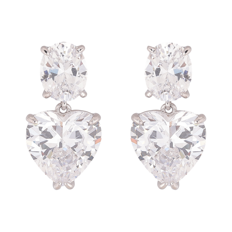 Серьги Xuping цвет Родий пусеты "Кристальные подвески" фото №1