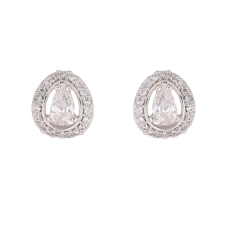 Сережки Xuping колір Родій пусети "Кристальні крапельки" фото №6