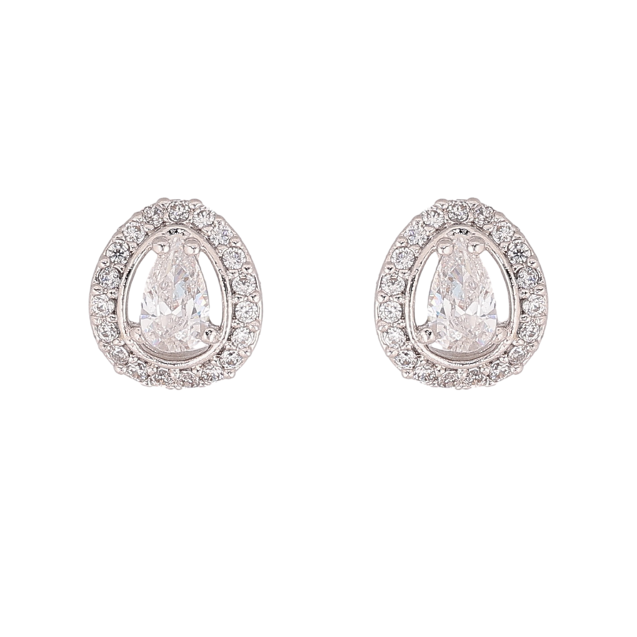 Сережки Xuping колір Родій пусети "Кристальні крапельки" фото №1