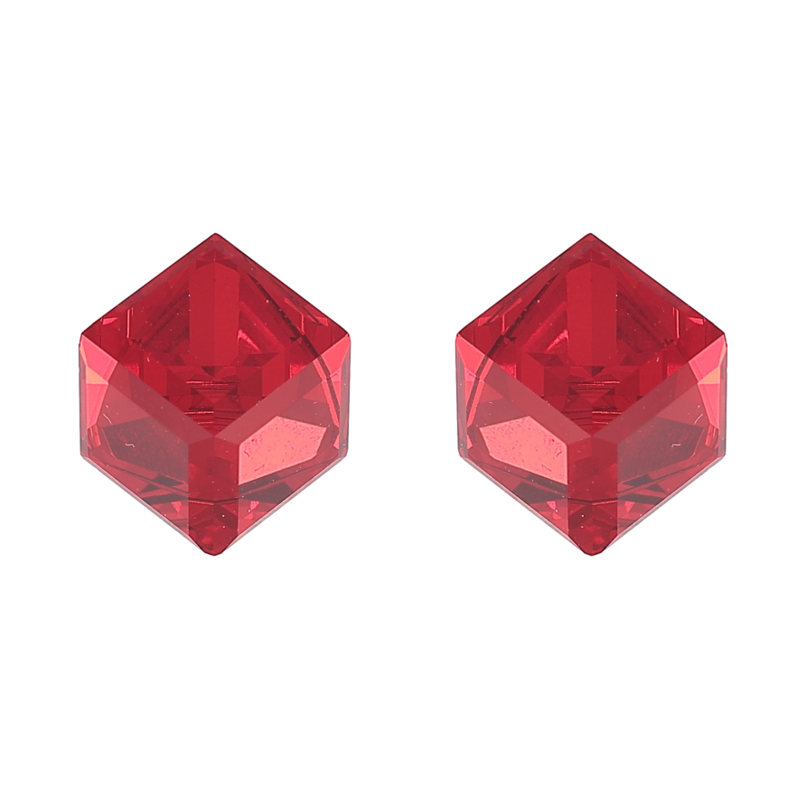 Серьги Xuping цвет Родий с кристаллами Swarovski пусеты "Кристальные кубики  Siam" 8х8мм фото №1