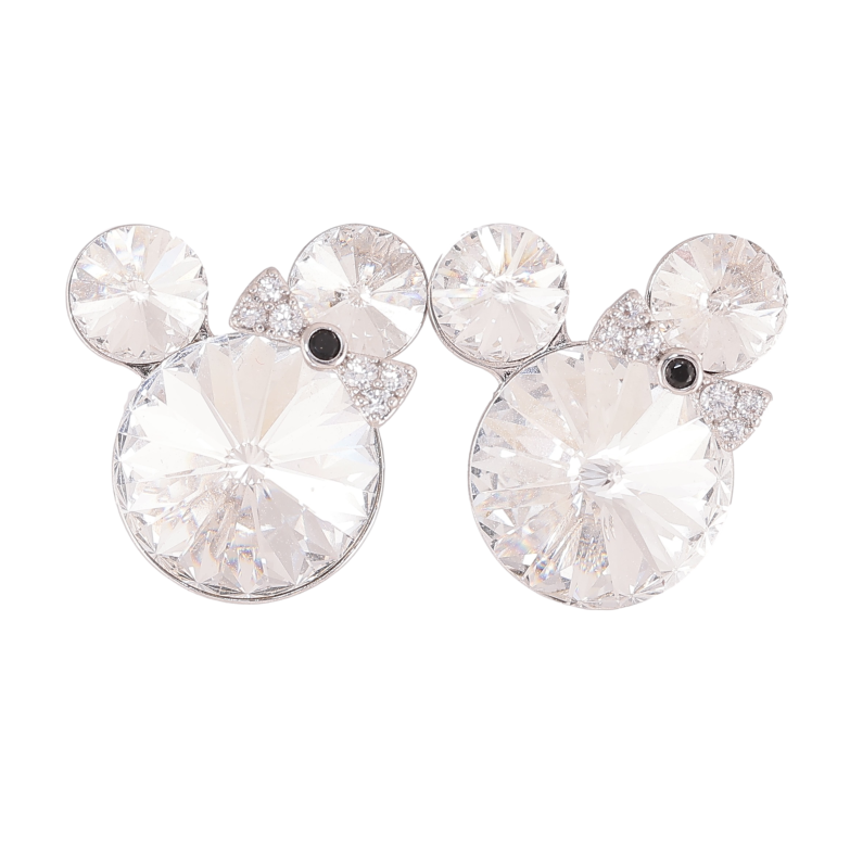 Сережки Xuping колір Родій з кристалами Swarovski пусети "Міккі Маус кристали Clear" фото №3