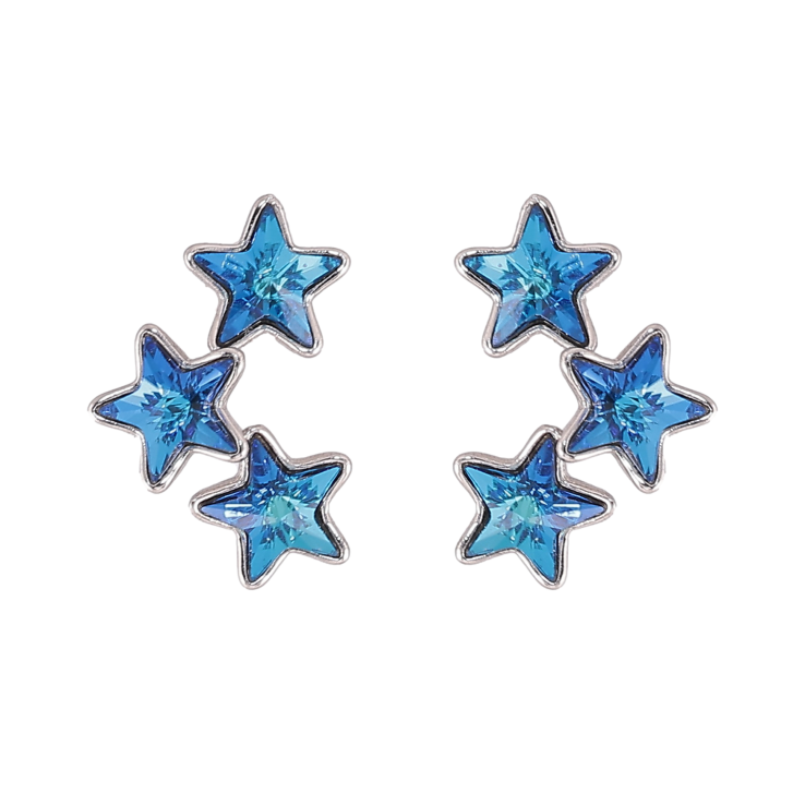 Серьги Xuping цвет Родий с кристаллами Swarovski пусеты "Кристальные звезды Metallic Blue" фото №11 Серьги Xuping цвет Родий с кристаллами Swarovski пусеты "Кристальные звезды Metallic Blue" фото №11