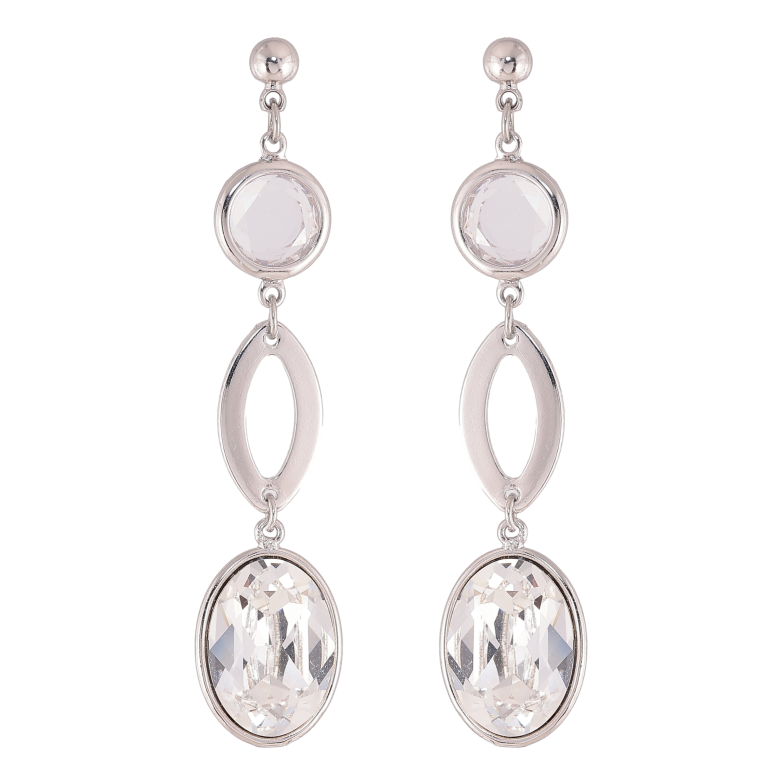 Сережки Xuping колір Родій з кристалами Swarovski пусети "Підвіски з кристалами Clear" фото №4