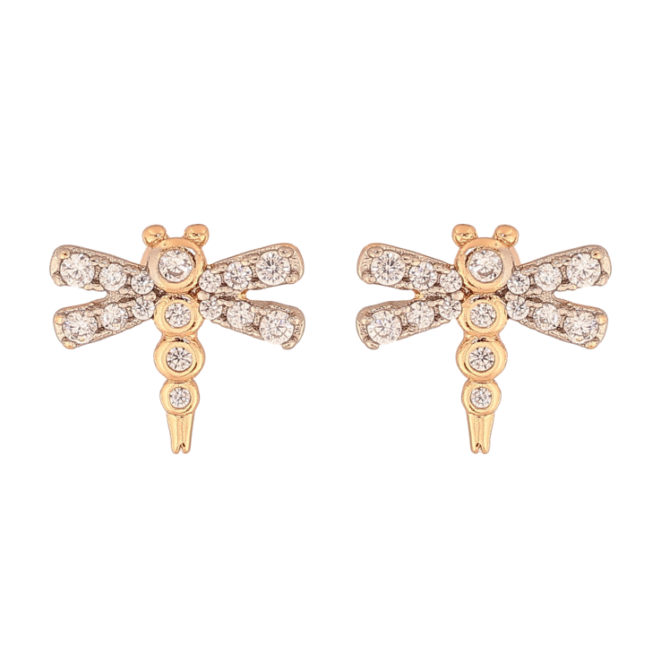 Серьги Xuping цвет Позолота 18K + Родий пусеты "Стрекозы" фото №16