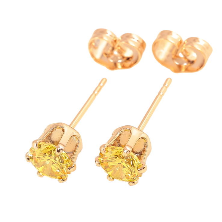 Сережки Xuping колір позолота 18К пусети жовті кристали в 6-ти крапановій оправі ø 6мм фото №6 Сережки Xuping колір позолота 18К пусети жовті кристали в 6-ти крапановій оправі ø 6мм фото №6