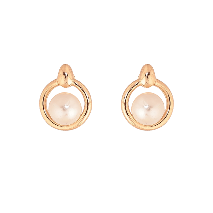 Сережки Xuping колір Позолота 18К пусети "Кільця з перлинами" фото №24