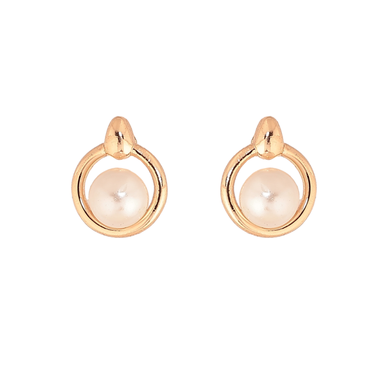 Серьги Xuping цвет Позолота 18К пусеты "Колечки с жемчужинами" фото №3 Серьги Xuping цвет Позолота 18К пусеты "Колечки с жемчужинами" фото №3