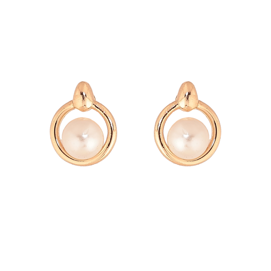 Серьги Xuping цвет Позолота 18К пусеты "Колечки с жемчужинами" фото №1 Серьги Xuping цвет Позолота 18К пусеты "Колечки с жемчужинами" фото №1