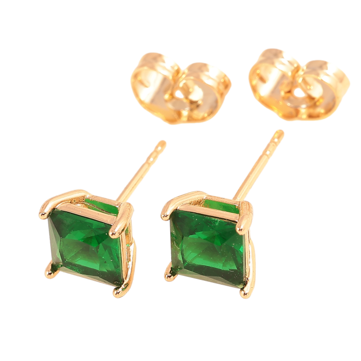 Сережки Xuping колір позолота 18К пусети зелені кристали 6х6мм фото №17 Сережки Xuping колір позолота 18К пусети зелені кристали 6х6мм фото №17
